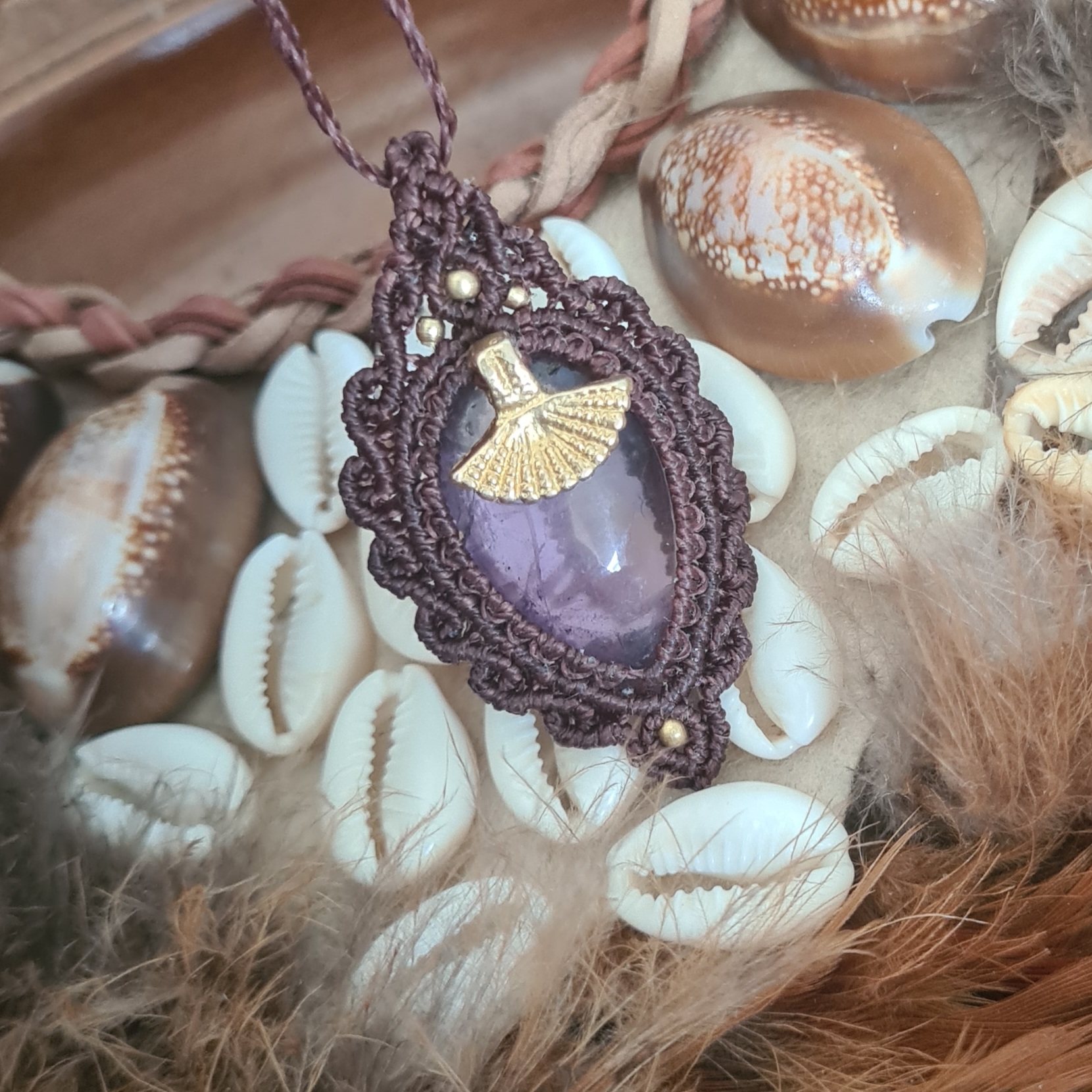 Macramé ketting Amethist
