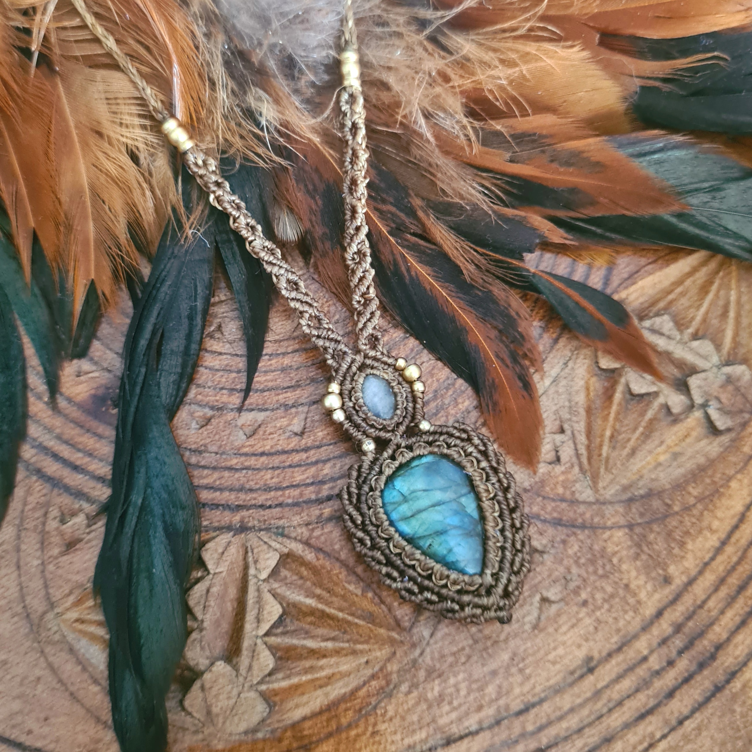 Macramé ketting Dubbele Labradoriet