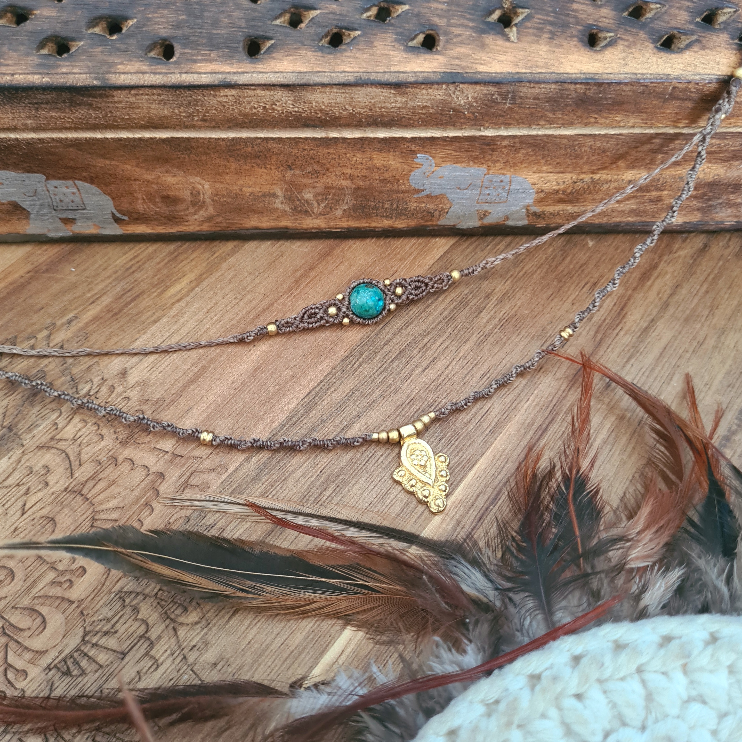 Double layered choker Chrysocolla
