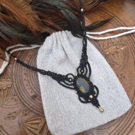 Macramé ketting Tijgeroog