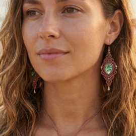 Macramé oorbellen Abalone