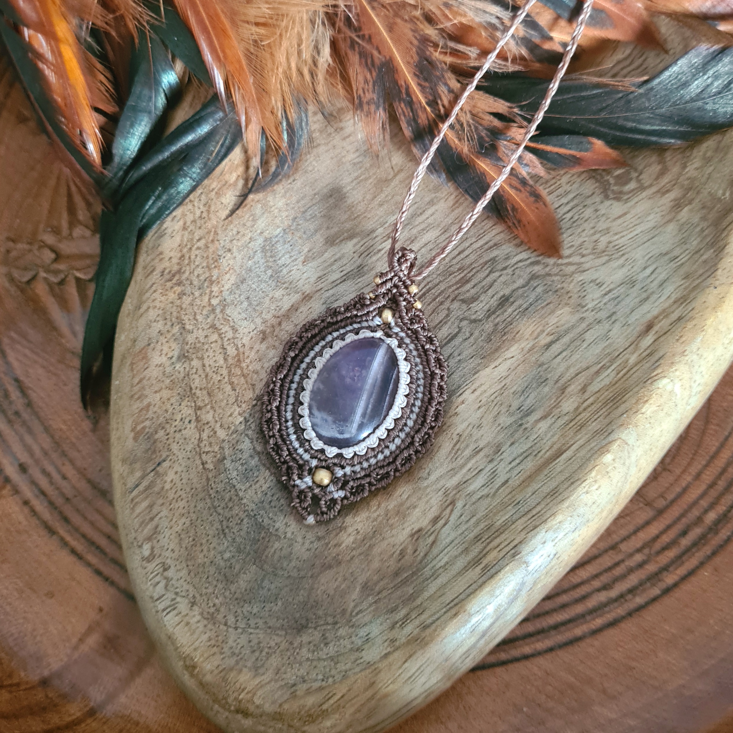 Macramé ketting  Amethist