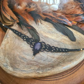Macramé choker Amethist