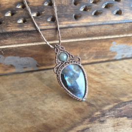 Macramé ketting Labradoriet