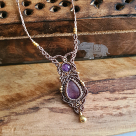 Macramé ketting Amethist