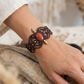 Macramé armband Carneool