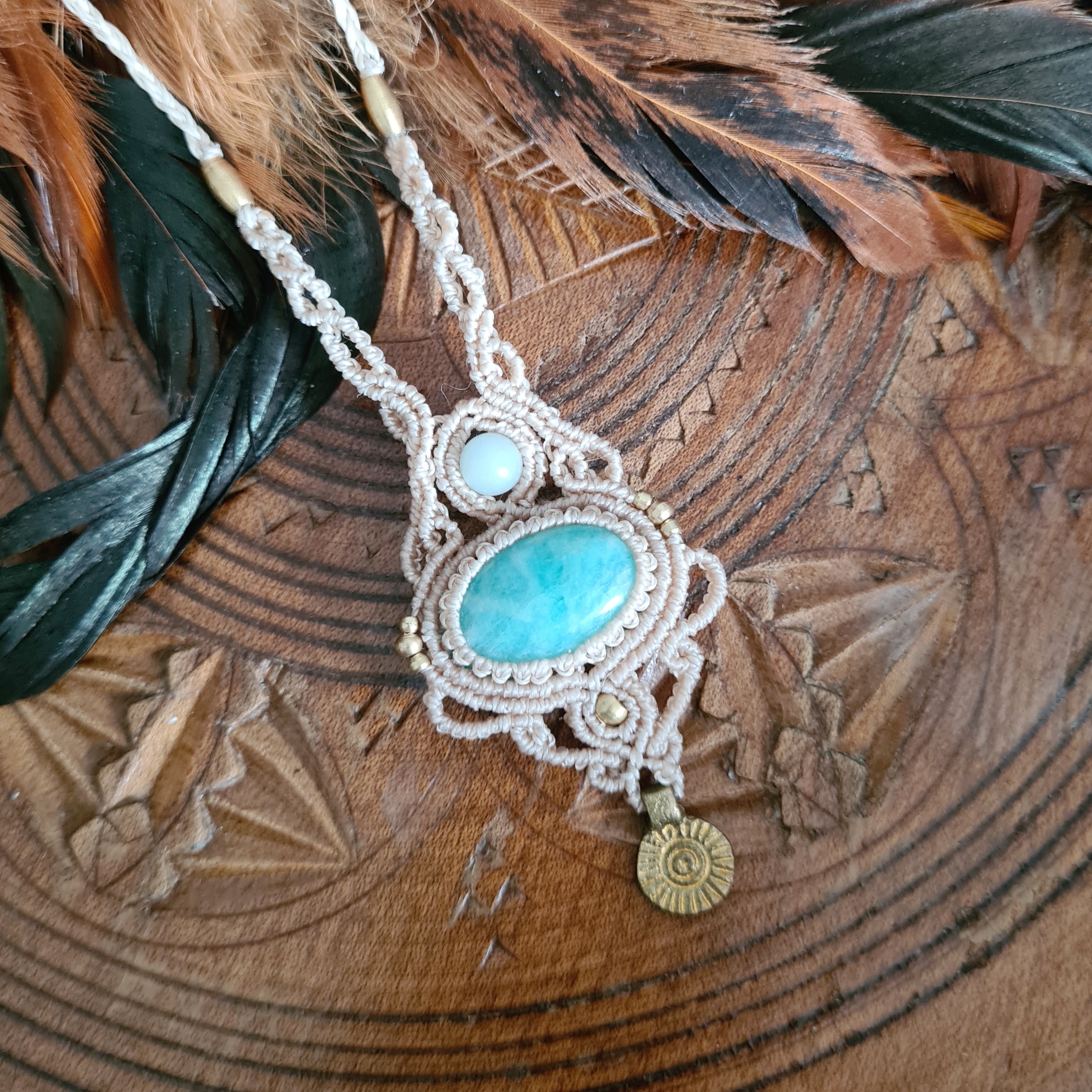 Macramé ketting Amazoniet
