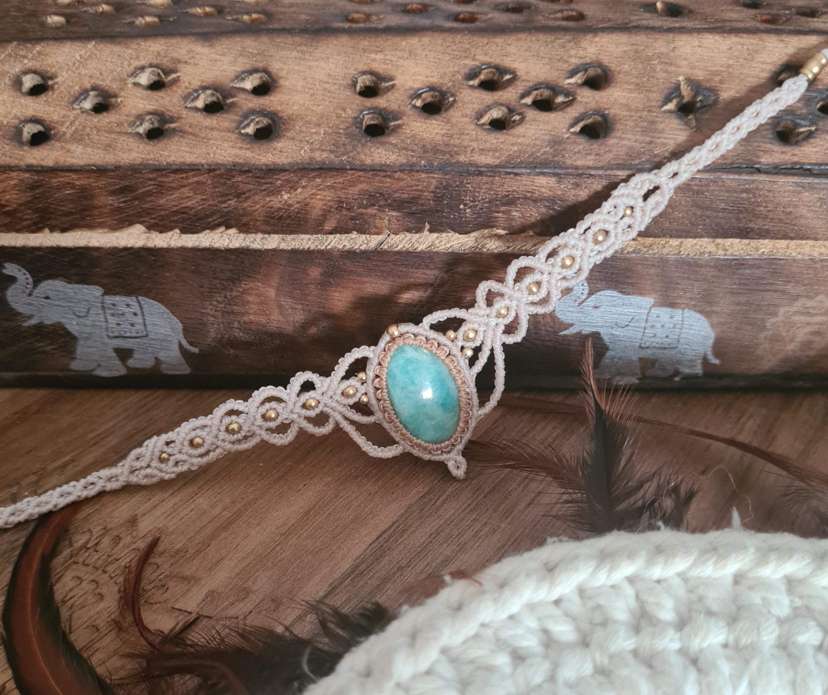 Macramé choker Amazoniet