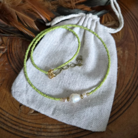 Ibiza Pearl Rocailles Picasso ketting (chartreuse )