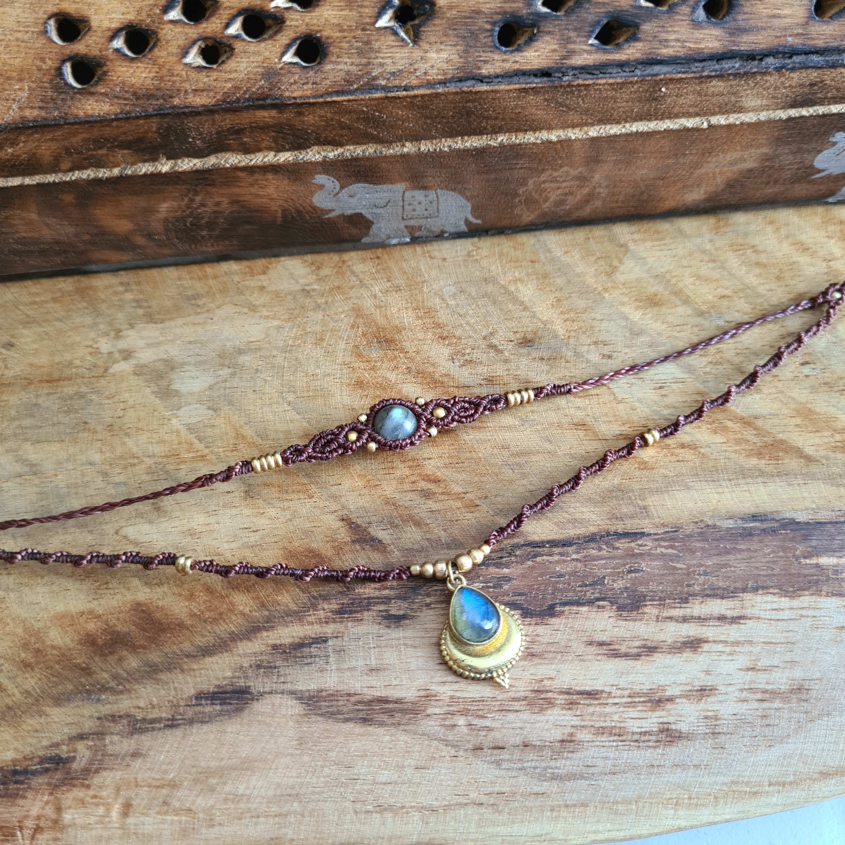 Double layered choker Labradoriet