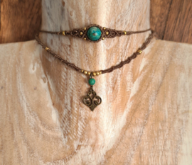 Double layered choker Chrysocolla