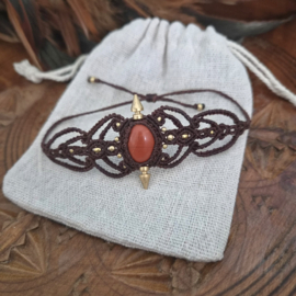 Macramé armband Carneool