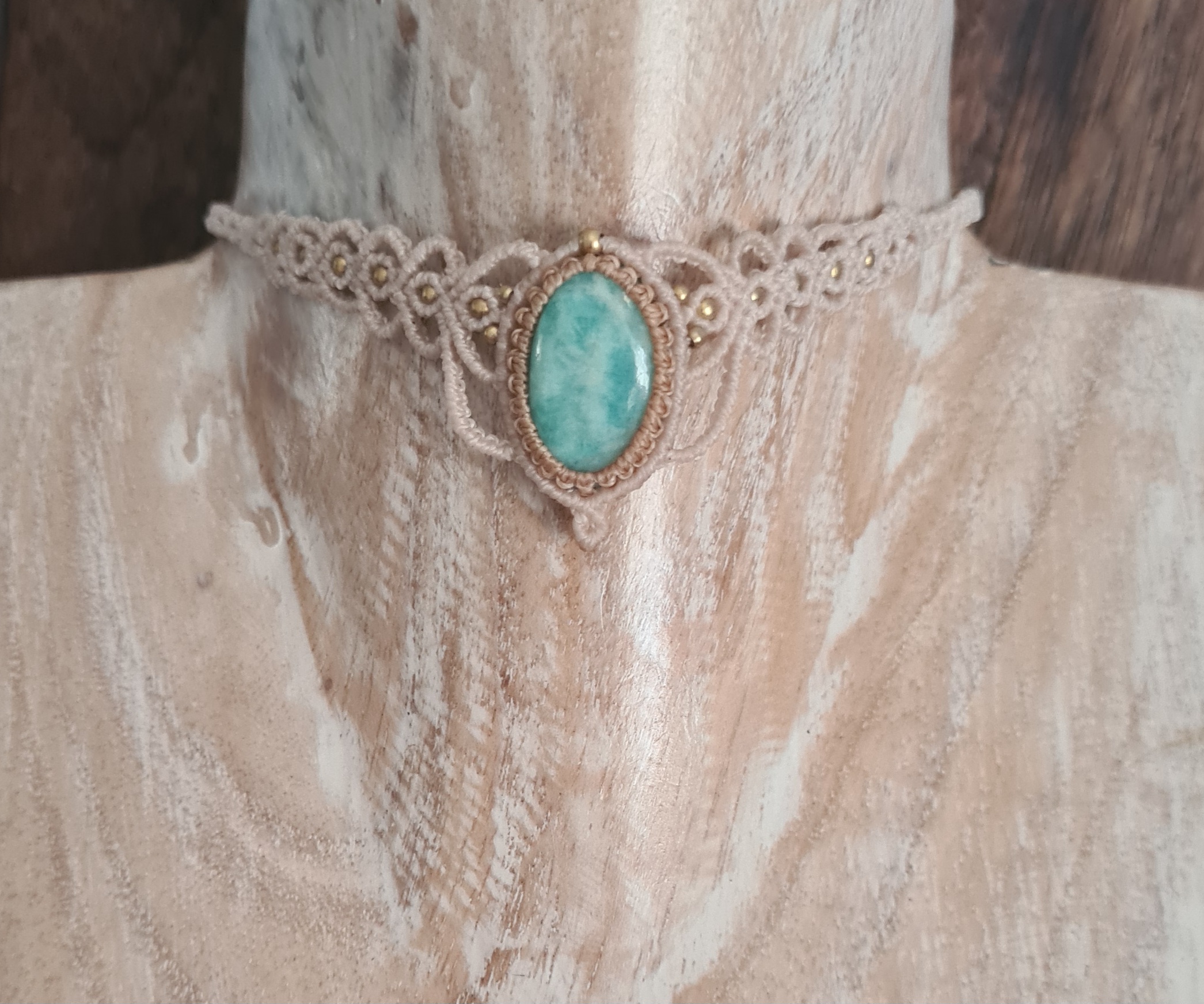 Macramé choker Amazoniet