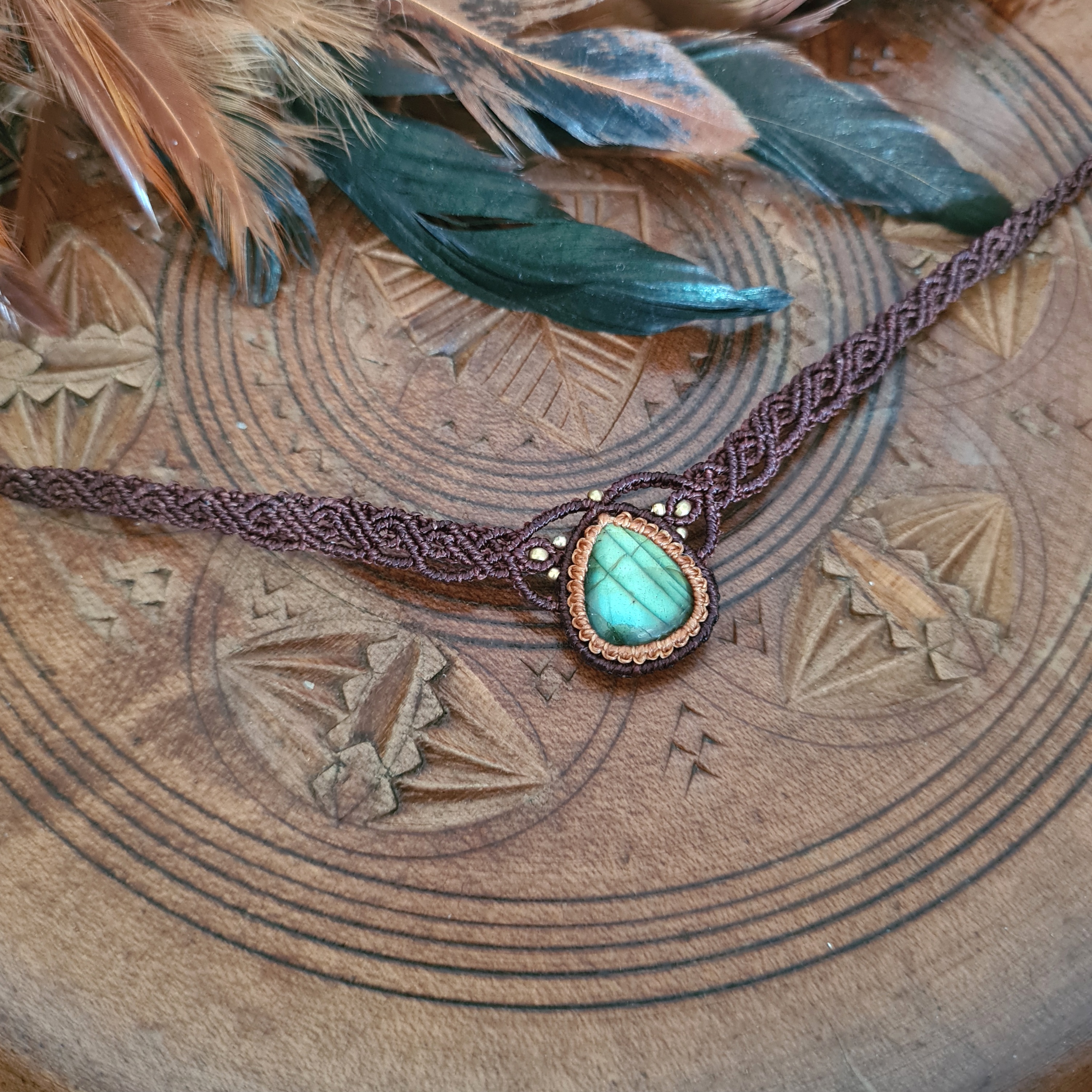 Macramé choker Labradoriet