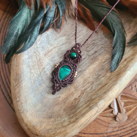 Macramé ketting Malachiet