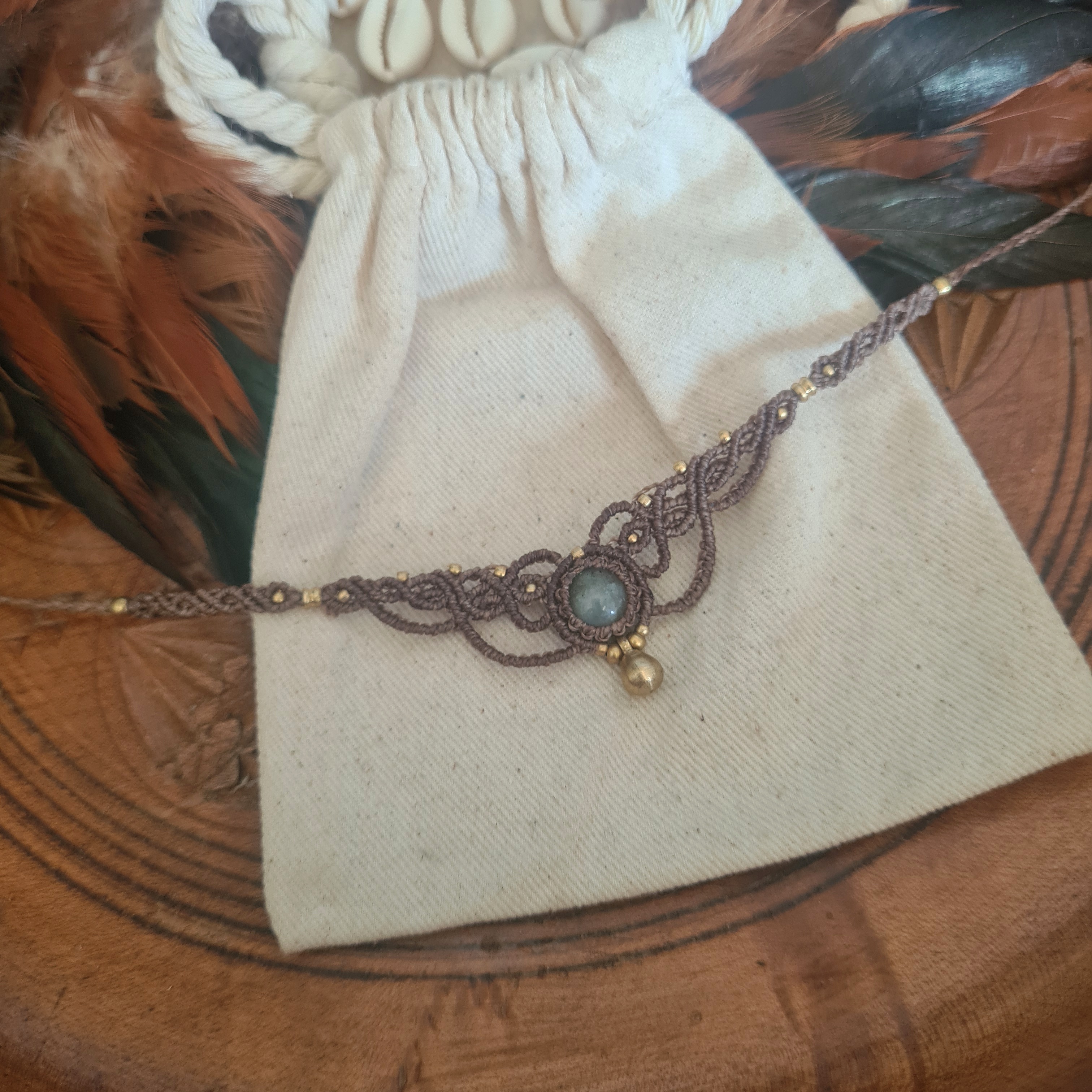 Macramé choker Labradoriet