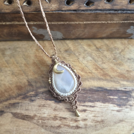 Macramé ketting  Maansteen