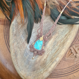 Macramé ketting Chrysocolla