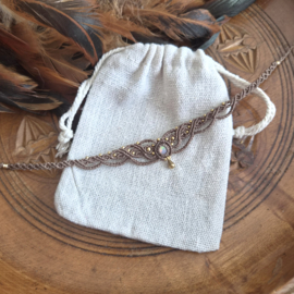 Macramé choker Opaal