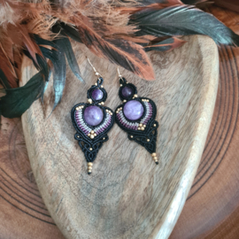 Boho oorbellen Amethist