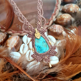 Macramé ketting Chrysocolla