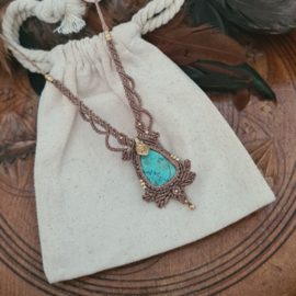 Macramé ketting Chrysocolla