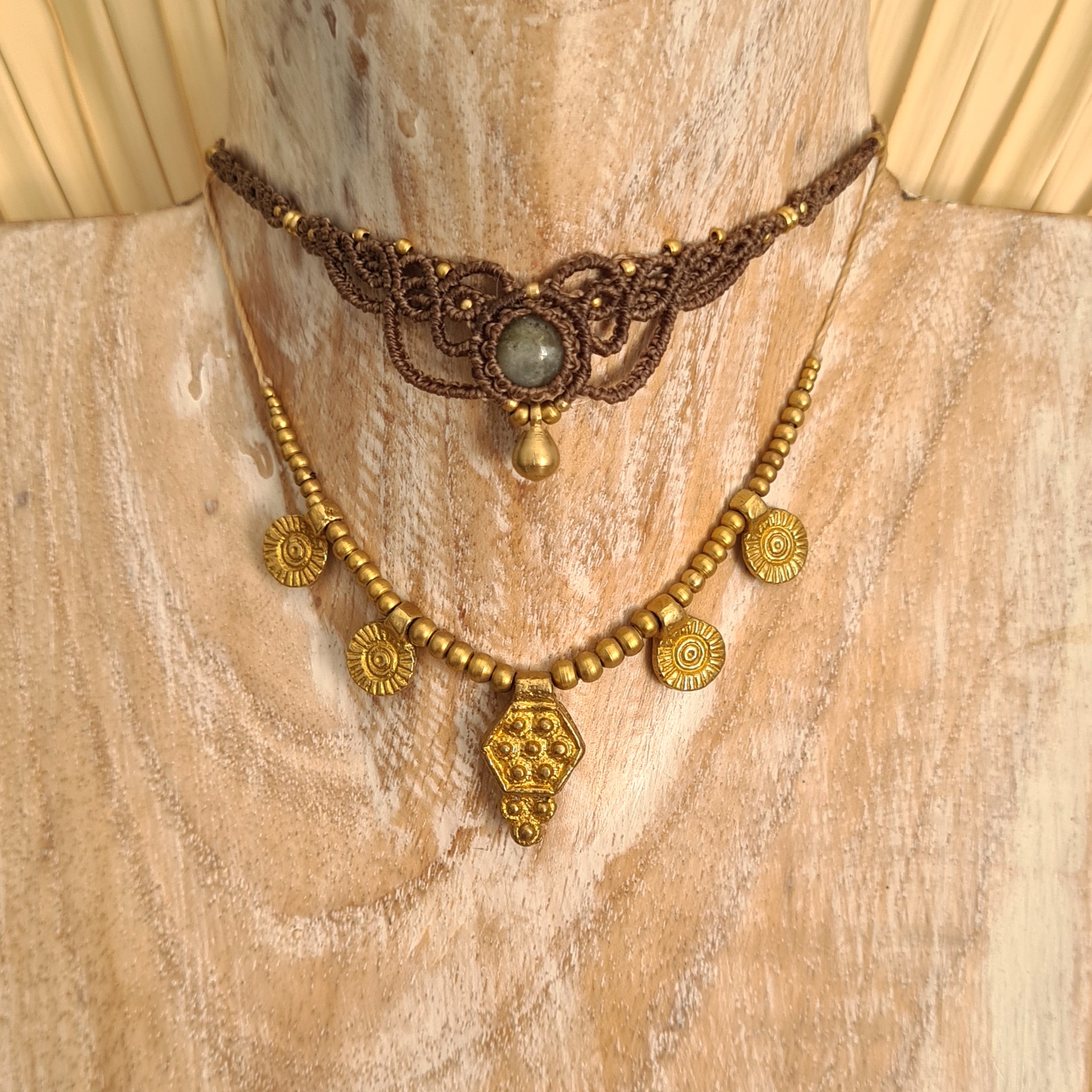 Macramé choker Labradoriet
