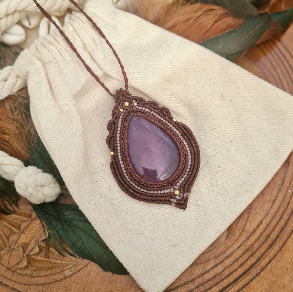 Macramé ketting Amethist