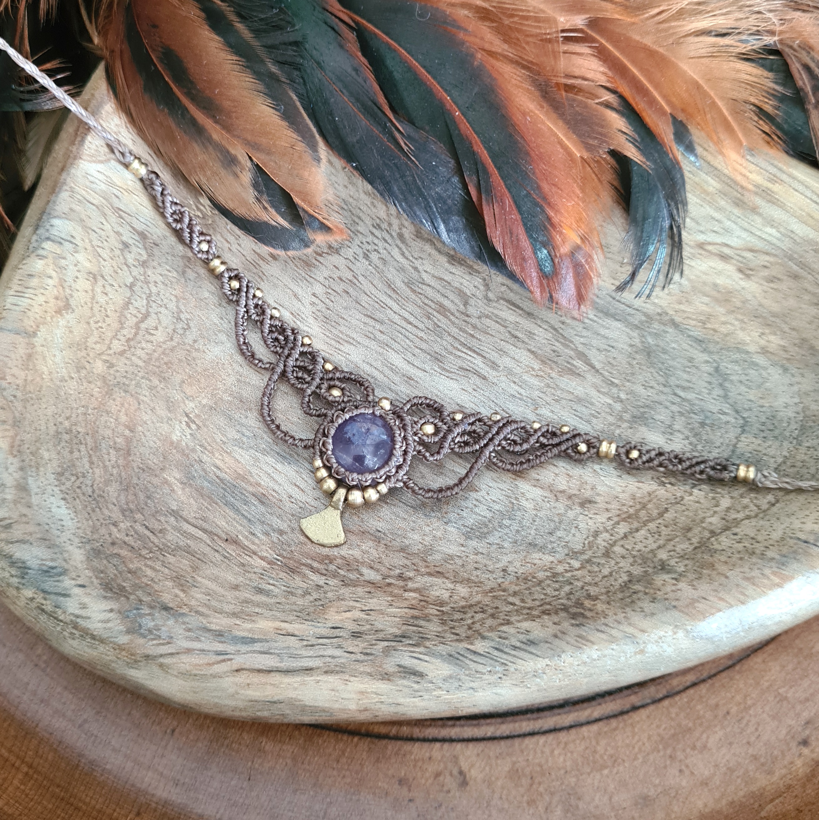 Macramé choker Amethist