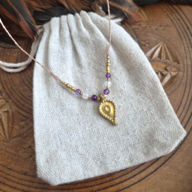 Boho bedelkettinkje Amethist en Jade