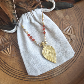 Boho bedelketting Carneool