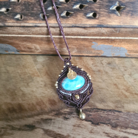 Macramé ketting Amazoniet
