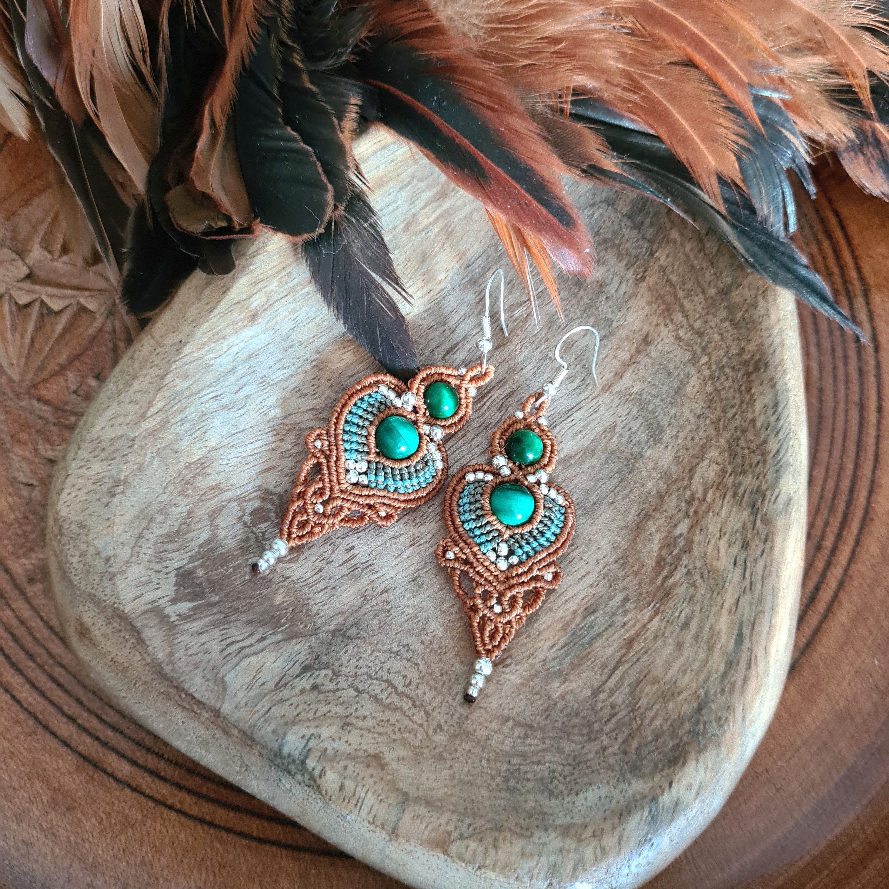 Boho oorbellen Malachiet