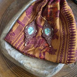 Macramé oorbellen Abalone