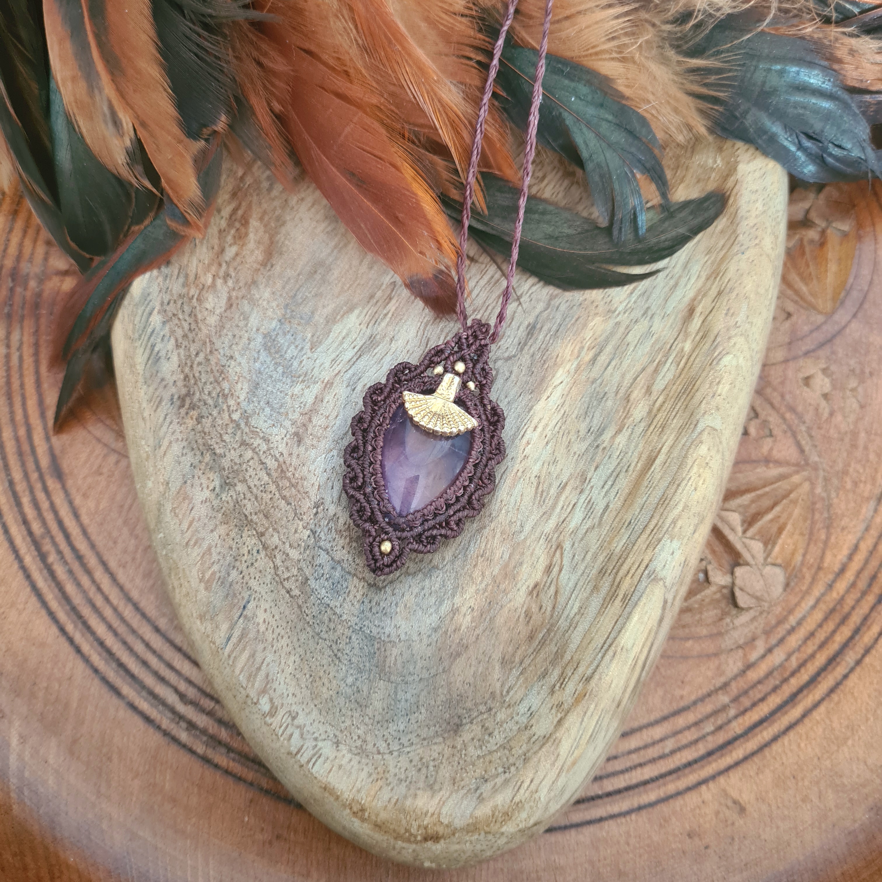 Macramé ketting Amethist
