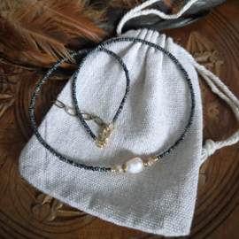 Ibiza Pearl Rocailles Picasso ketting (cobalt )