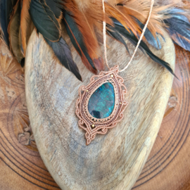 Macramé ketting Chrysocolla