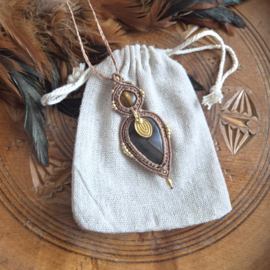 Macramé ketting Agaat en Tijgeroog