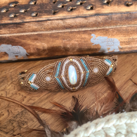 Macramé armband Maansteen