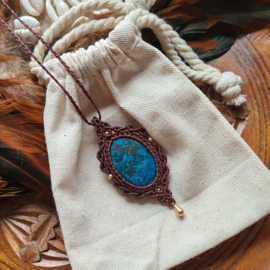 Macramé ketting Chrysocolla