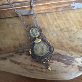 Macramé ketting Labradoriet