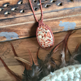 Macramé ketting Jaspis
