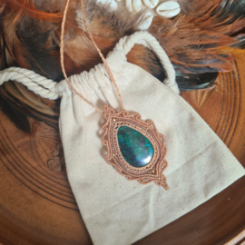 Macramé ketting Chrysocolla