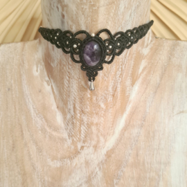 Macramé choker Amethist