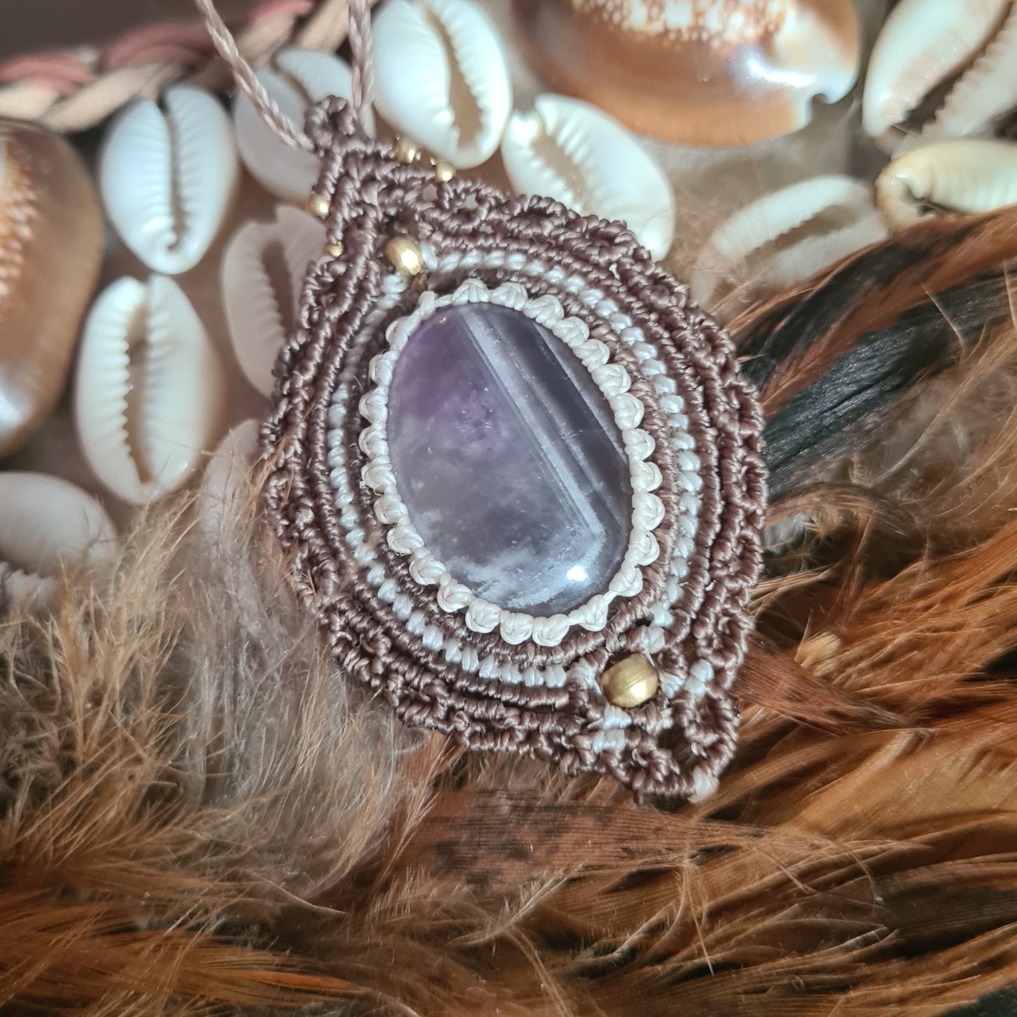 Macramé ketting  Amethist