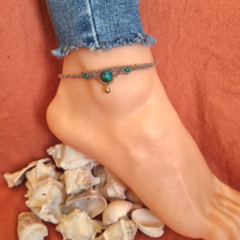 Macramé enkelbandje Chrysocolla