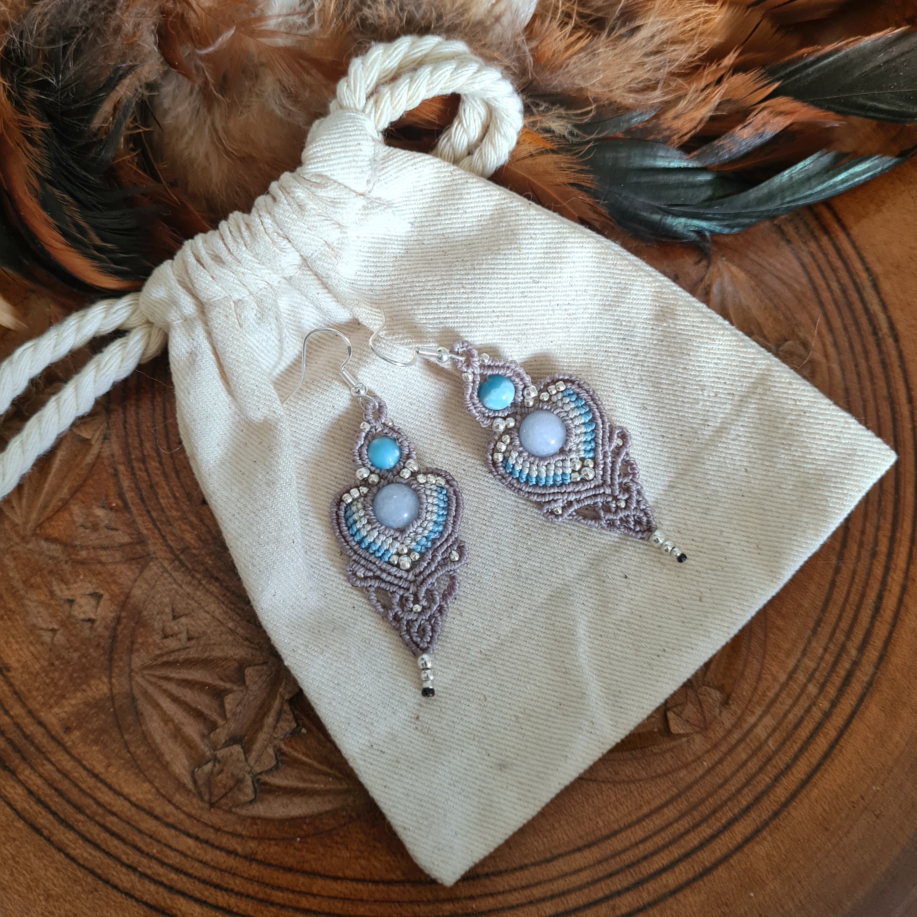 Boho oorbellen Aquamarijn