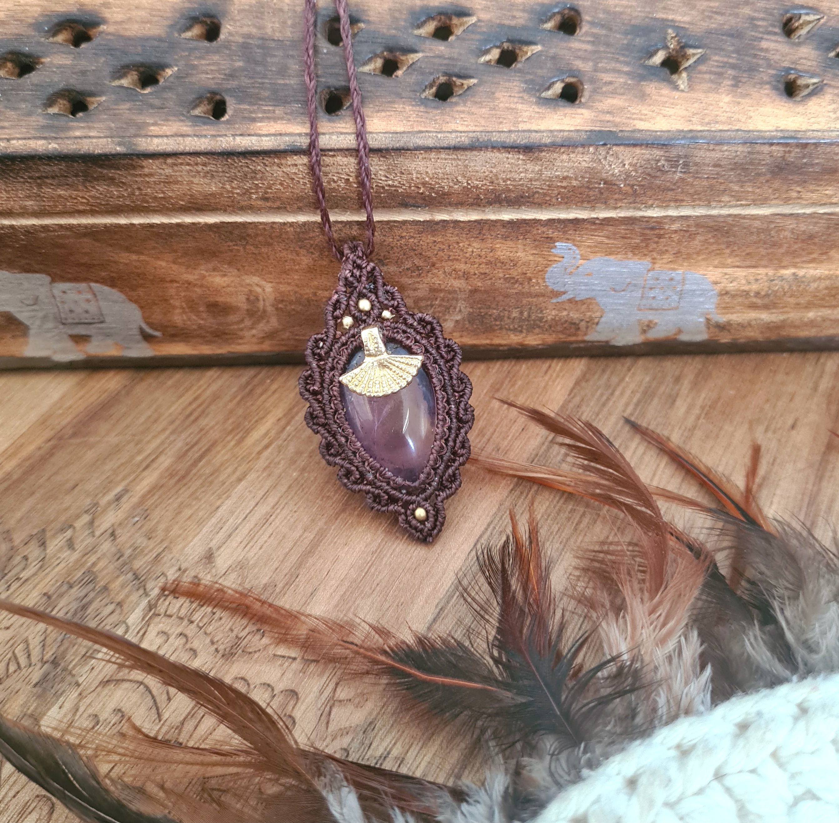 Macramé ketting Amethist