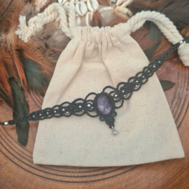Macramé choker Amethist