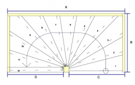 Vuren spiltrap met eiken treden (linksom)